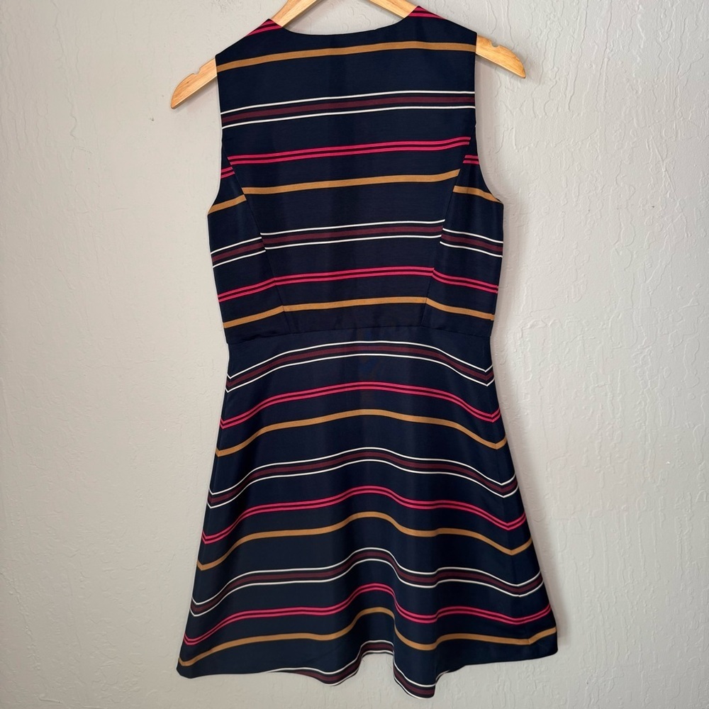 TOMMY HILFIGER Striped Zip Front A Line Dress Sleeveless Preppy Size 4 - Picture 7 of 16